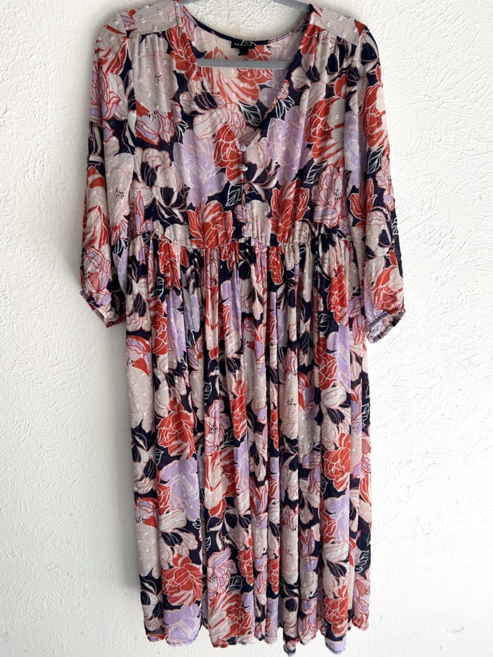 Torrid Floral Babydoll Midi Dress Size 0 Boho Semisheer
